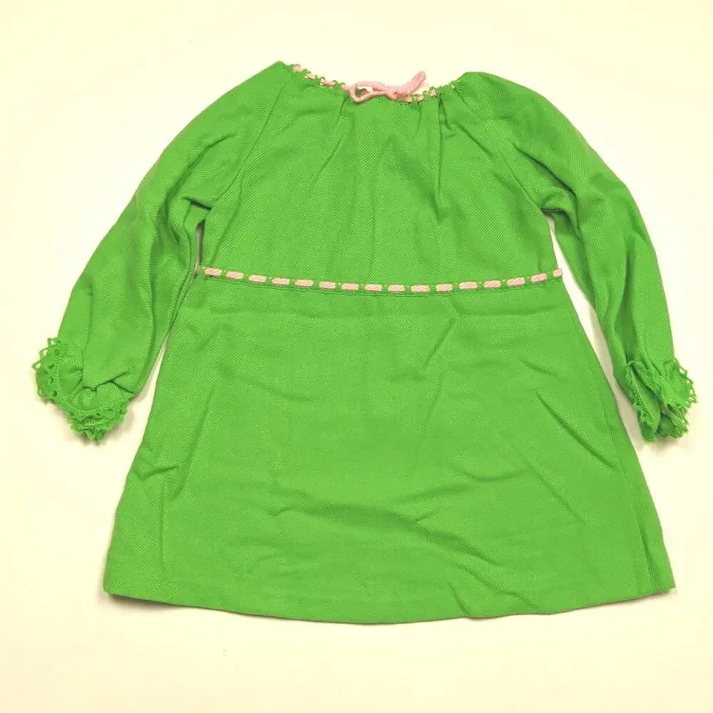 Vintage Ruth of Carolina Dress Girls Size 4T Bright Green Boho